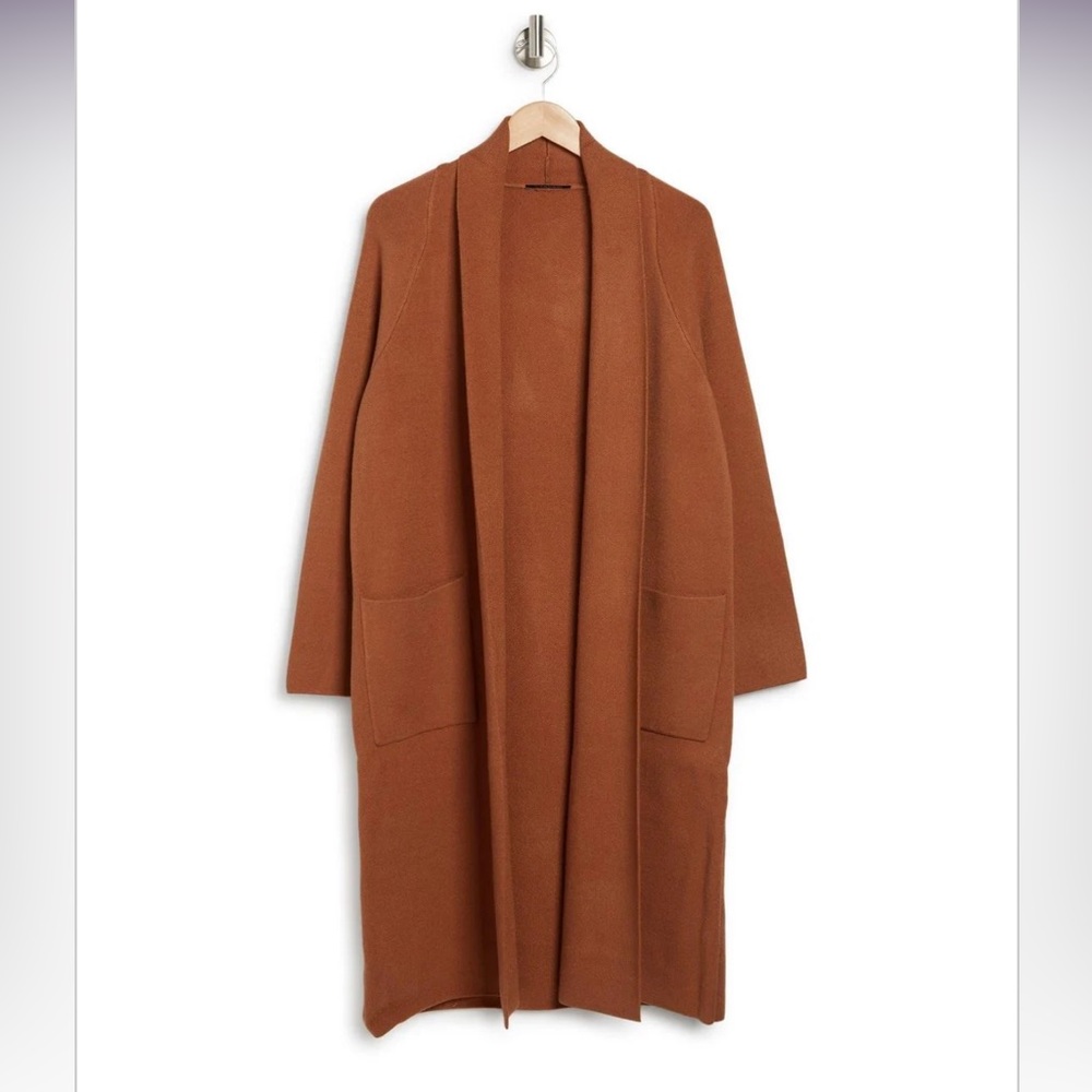 NWT Tahari Viscose blend open front duster cardigan in Adobe sz S